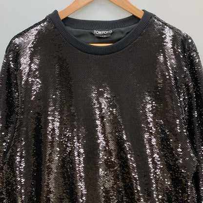 極美品◆トムフォード トップス トレーナー スパンコール メンズ サイズL ブラック TOM FORD 【AFB42】