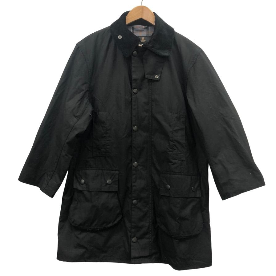 美品◆バブアー ロングワックスジャケット ボーダー OS BORDER ブラック メンズ サイズ34 222MWX2089 Barbour 【AFB30】