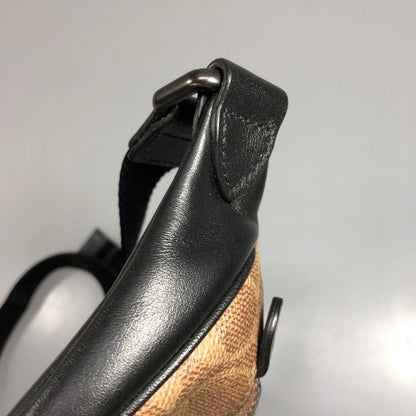 コーチ ウエストバッグ シグネチャー レザー ファスナー ブラウン×ブラック COACH【AFE6】