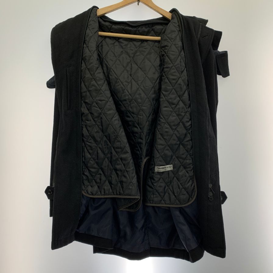 中古◆キャサリンハムネットロンドン キルティングライナー付  ウールコート ブラック メンズL Katharine Hamnett LONDON 【AFF23】