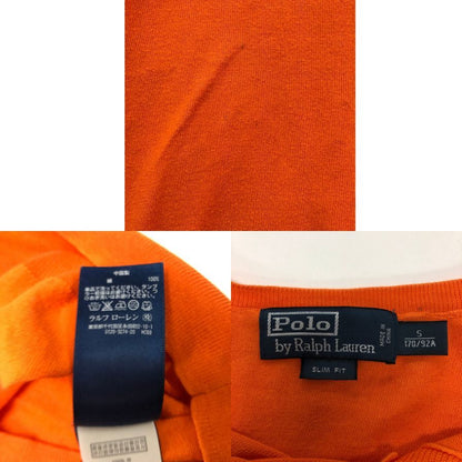 中古◆ポロ ラルフローレン Vネックニット コットン100% スリムフィット メンズ サイズS オレンジ POLO RALPH LAUREN 【AFB37】