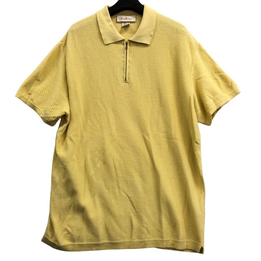 極美品◆エルメネジルドゼニア ニットポロシャツ コットン イエロー サイズL/52 Ermenegildo Zegna 【AFB33】