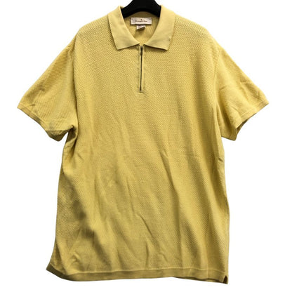 極美品◆エルメネジルドゼニア ニットポロシャツ コットン イエロー サイズL/52 Ermenegildo Zegna 【AFB33】