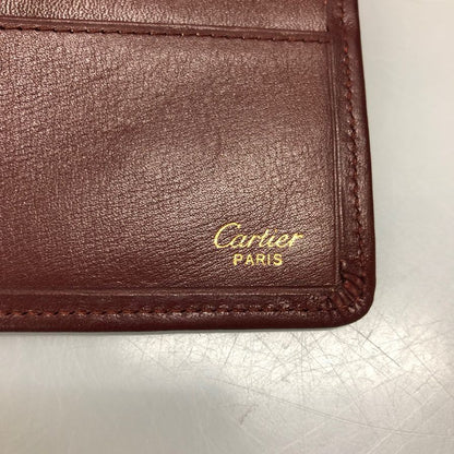 カルティエ マストライン レザー 札入れ 二つ折り財布 ウォレット ボルドー Cartier【AFI19】