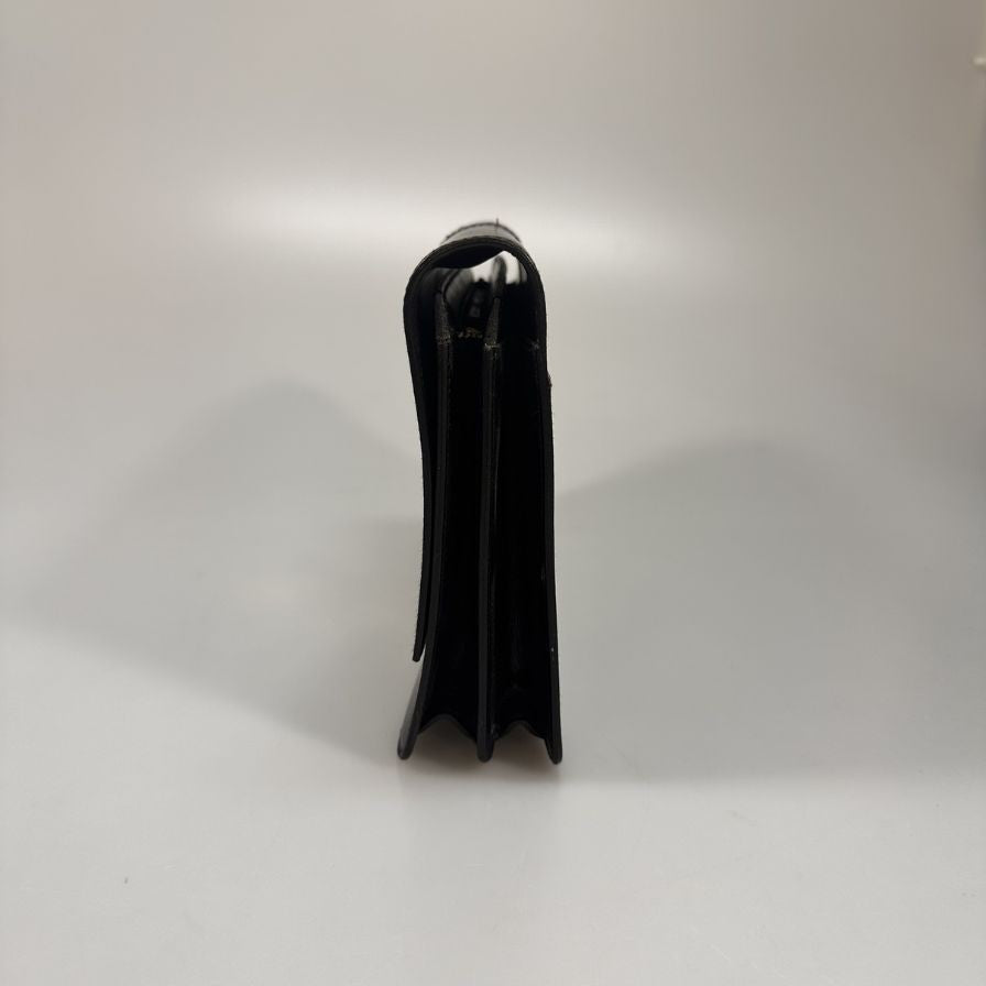 テストーニ ポーチ レザー コンビ クロコ型押し ブラック a.testoni【AFE5】【中古】