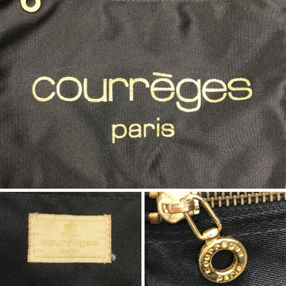 クレージュ ボストンバッグ ゴールドロゴ ブラック トラベルバッグ ショルダーバッグ courreges【AFE3】