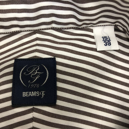 美品◆ビームスエフ ストライプ柄 Yシャツ メンズ サイズ39 ブラック×ホワイト BEAMS F 【AFB43】