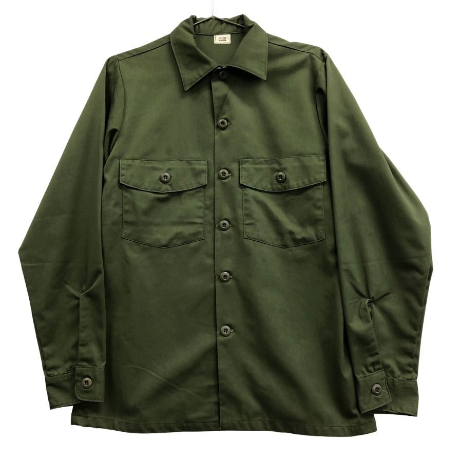 極美品◆アメリカ軍 ユーティリティシャツ OG-507 実物 87年 オリーブグリーン サイズ14.5X33 【AFB16】