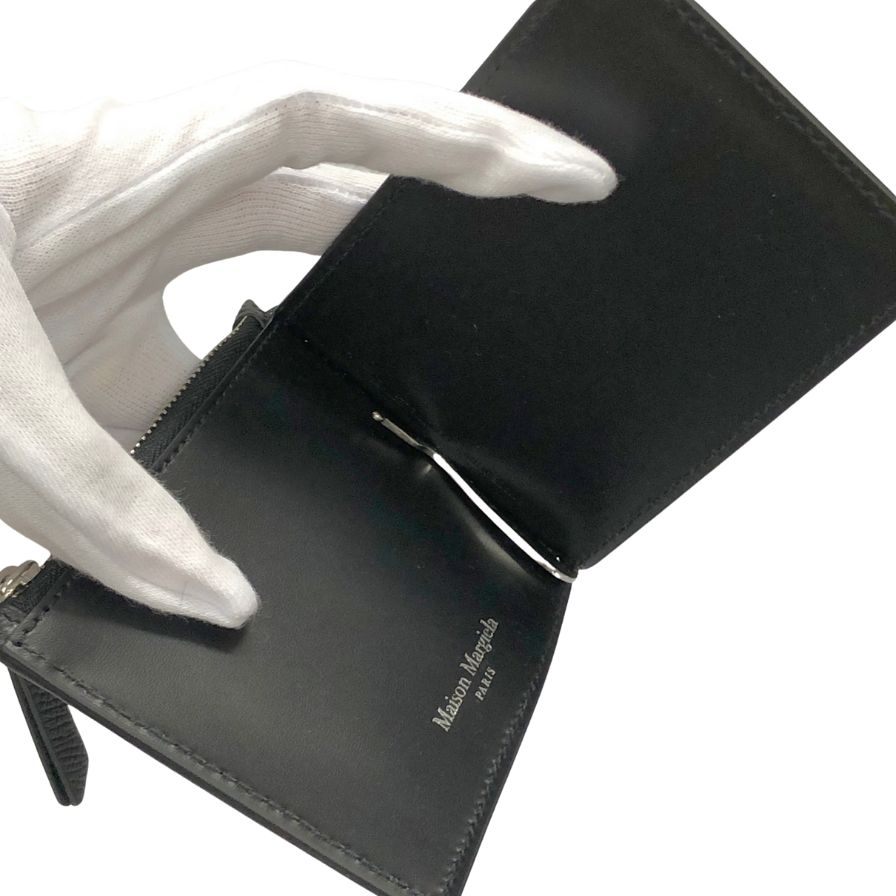 メゾンマルジェラ マネークリップ レザー 二つ折り財布 4ステッチ 小銭入れ 札 SA1UI0018 ブラック Maison Margiela【AFI11】