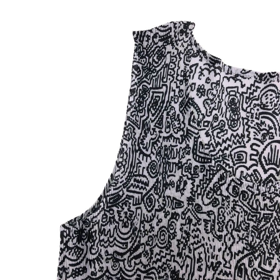 極美品◆プリーツプリーツ イッセイミヤケ ノースリーブワンピース 総柄 サイズ3 レディース PP91-FK342 PLEATS PLEASE ISSEY MIYAKE 【AFB39】