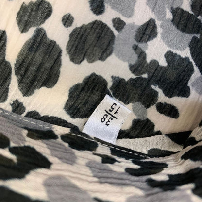 美品◆サンローラン シャツ 長袖 20SS 599291 コットン シルク レオパード シースルー プリーツ加工 メンズ サイズ38 ホワイト系 SAINT LAURENT 【AFB1】