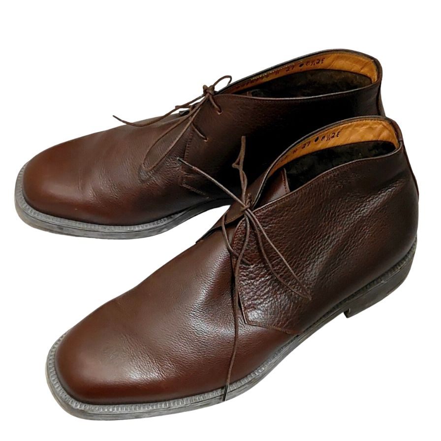 サルヴァトーレフェラガモ チャッカブーツ グレインレザー 内側ムートン サイズUK8.5EE Salvatore Ferragamo ブーツ 約26.5cm【LA】【中古】