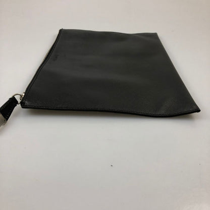 プラダ サフィアーノ レザー 薄型 クラッチ バッグ ブラック PRADA【AFE8】