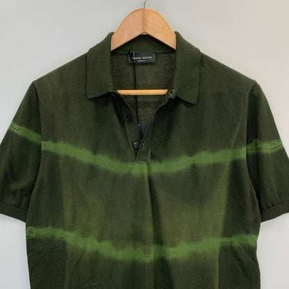 新品同様◆ロベルトコリーナ ポロシャツ 半袖 コットン ニット グラデーション グリーン メンズ サイズ48 roberto collina 【AFB2】
