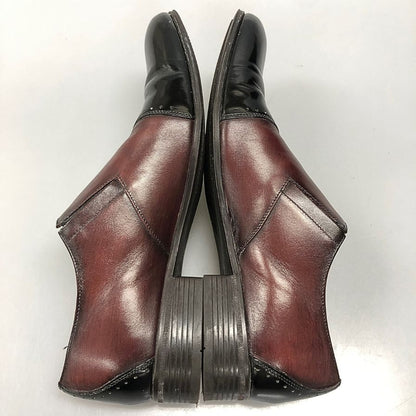 ランバンコレクション ブラックシャイニー  コンビモンク ストラップ ドレスシューズ 83378 メンズサイズ 25.5 バイカラー LANVIN COLLECTION 約25.5cm【AFC47】