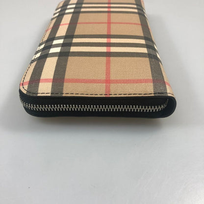 バーバリー ラウンドファスナー PVC×レザー 長財布 チェック柄 BURBERRY【AFB55】