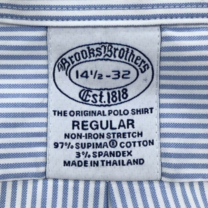 極美品◆ブルックスブラザーズ シャツ ストライプ レギュラー 14ハーフ-32 メンズ サイズ14.5 ブルー BROOKS BROTHERS 【AFB17】