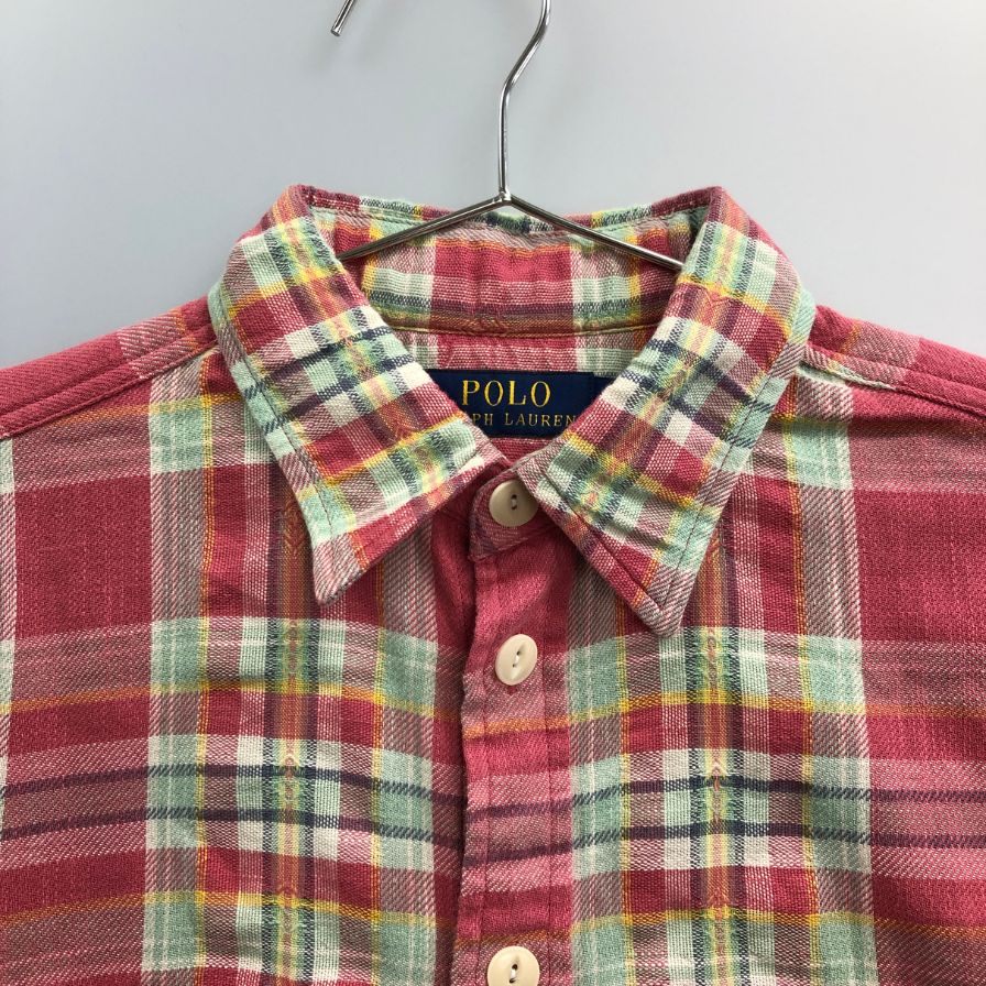 美品◆ポロ ラルフローレン 長袖シャツ チェック ピンク メンズ サイズM POLO RALPH LAUREN 【AFB6】