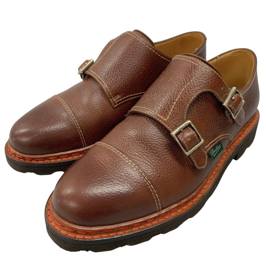 パラブーツ レザーシューズ ダブルモンクストラップ ウィリアム グレインレザー メンズ サイズ5.5 ブラウン Paraboot WILLIAM ビジネスシューズ 約24.5cm【LA】【中古】