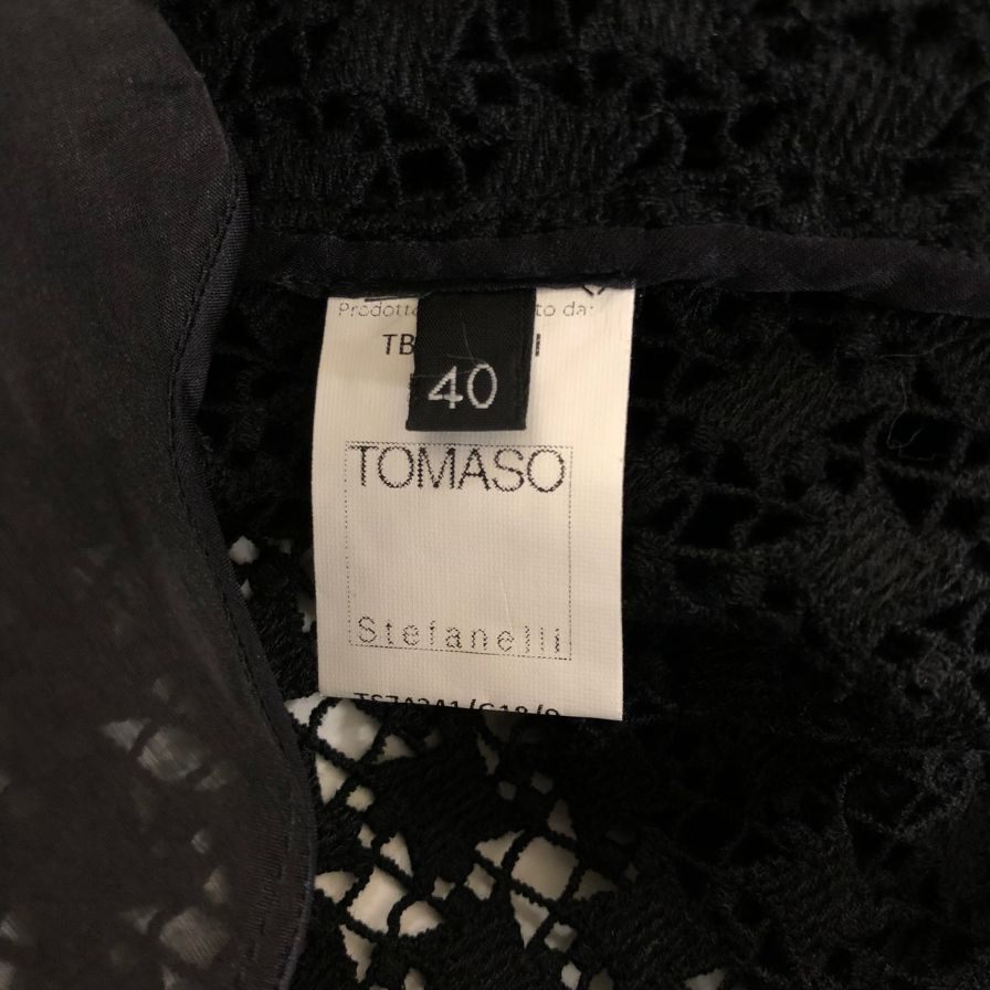 新品同様◆トマソ ステファネリ レースコート クロシェ フラワーパッチ ブラック レディース サイズ40 Tomaso Stefanelli 【AFB28】