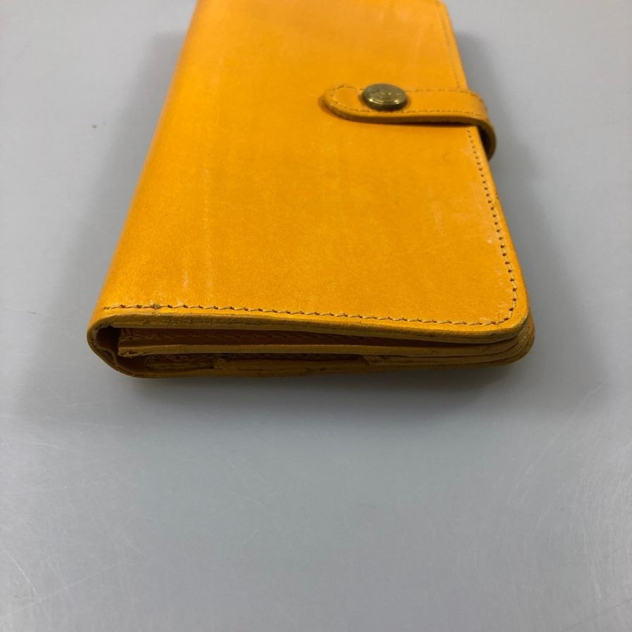 グレンロイヤル 長財布 二つ折り財布 フラップボタン ブライドルレザー イエロー ゴールド金具 GLENROYAL【AFI1】