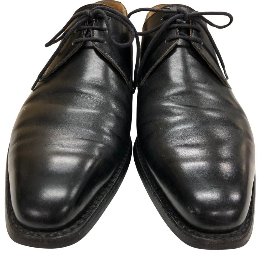 クロケット&ジョーンズ レザーシューズ ハイバリー プレーントゥ 3ホール 外羽根 ブラック メンズ サイズ7E Crockett & Jones HIGHBURY ビジネスシューズ 約25.5cm【LA】【中古】