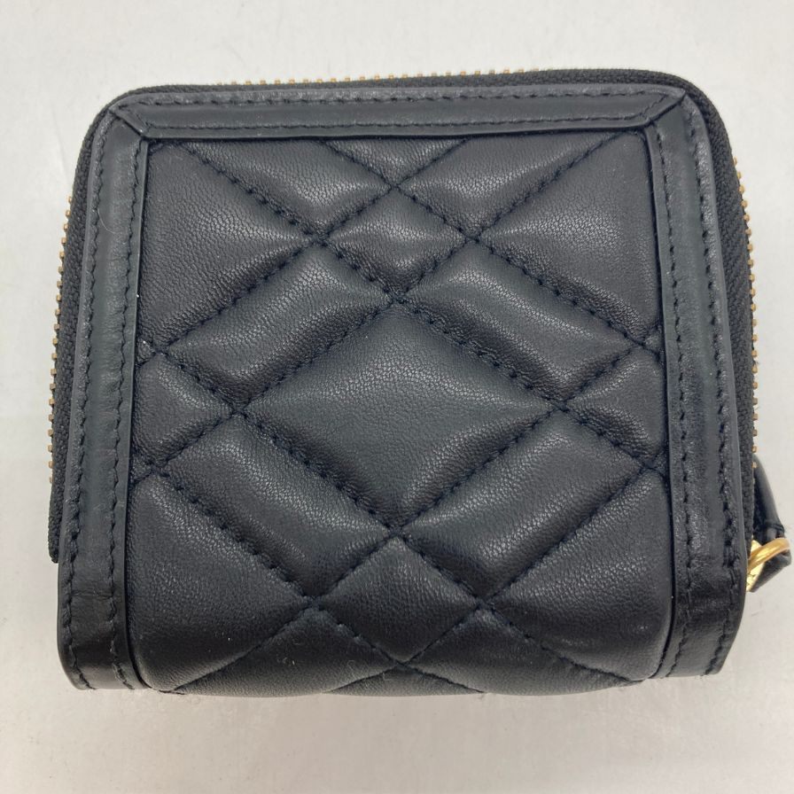 ポロ ラルフローレン 財布 キルト レザー ゴールド金具 ボタン ブラック POLO RALPH LAUREN【AFI7】