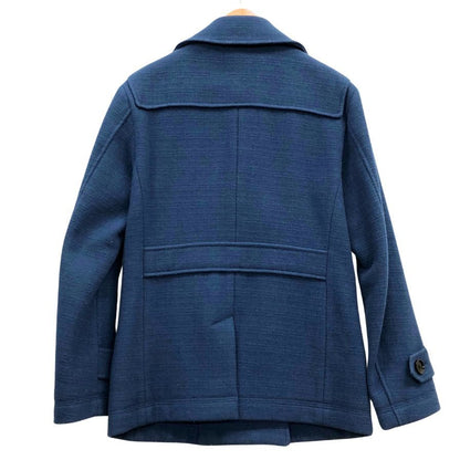 美品◆バーバリー ブラックレーベル ウール Pコート ブルー メンズ Mサイズ BURBERRY BLACK LABEL 【AFA7】