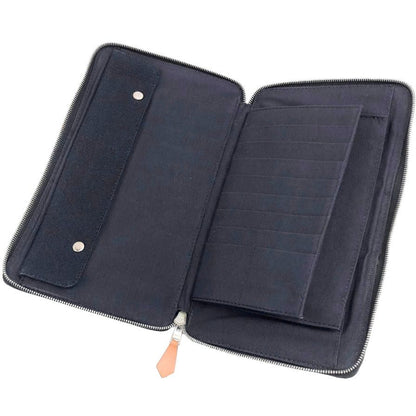 エルメス 長財布 フールトゥ パースGM キャンバス シルバー金具 ラウンドファスナー ブラック HERMES【AFI20】