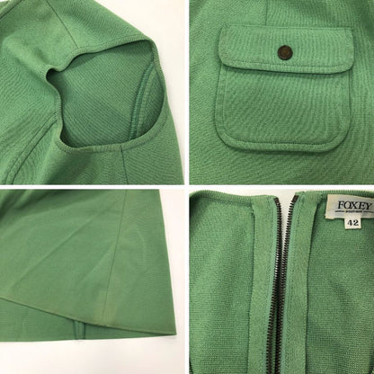 中古◆フォクシー ストレッチ ワンピース オリーブ 20387 SNMAG50 サイズ42 FOXEY 【AFB42】