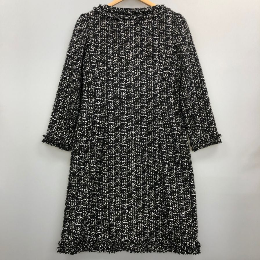 美品◆ルネ 半袖ワンピース TISSUE製ツイード レディース サイズ38 ブラック Rene 【AFB3】