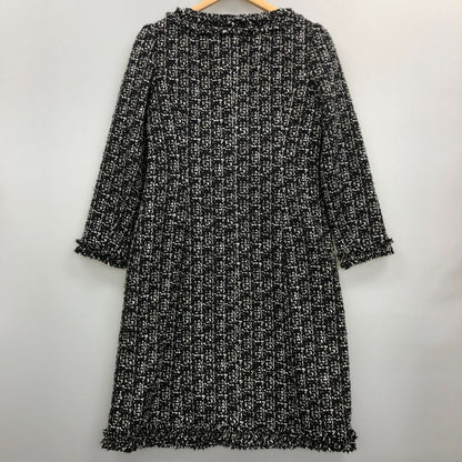 美品◆ルネ 半袖ワンピース TISSUE製ツイード レディース サイズ38 ブラック Rene 【AFB3】