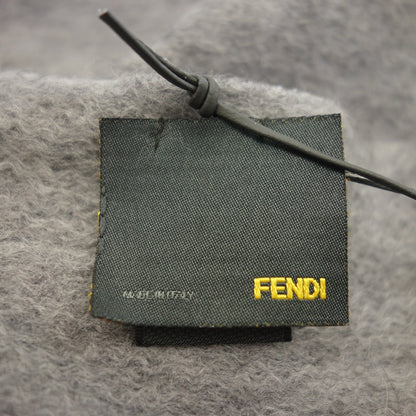 Like new◆Fendi muffler logo embroidery cashmere gray FENDI [AFI23] 