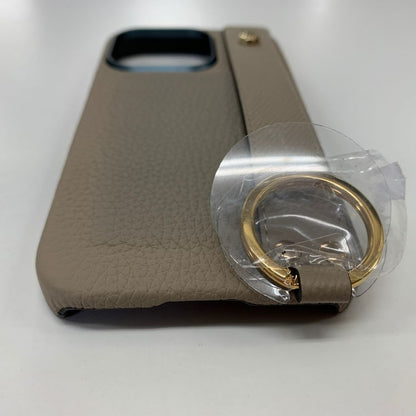 ボナベンチュラ iphoneケース 16PRO対応 リング付き グレージュ ゴールド金具【AFI18-3】【中古】