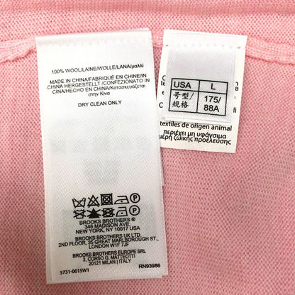 極美品◆ブルックスブラザーズ ラウンドネック カーディガン SAXON WOOL レディース サイズL ピンク Brooks Brothers 【AFB24】