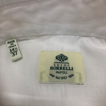 中古◆ルイジボレッリ ナポリ ドレスシャツ 長袖 コットン フォーマル スーツ ホワイト メンズ サイズ 14 1/2-37 LUIGI BORRELLI NAPOLI 【AFB7】