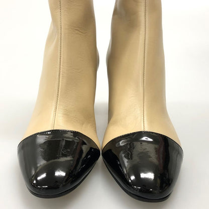 ファビオルスコーニ ブーツ ヒール パンプス バイカラー ジップ サイズ39 レディース ベージュ系 FABIO RUSCONI 約25.5cm【AFD15-2】