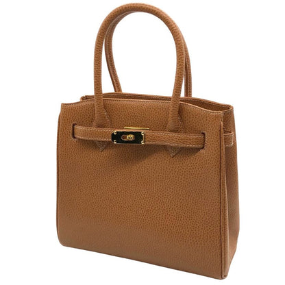 ローマ イタリー レディース レザーハンドバッグ ケリー風 ブラウン ROMA ITALY【AFE8】