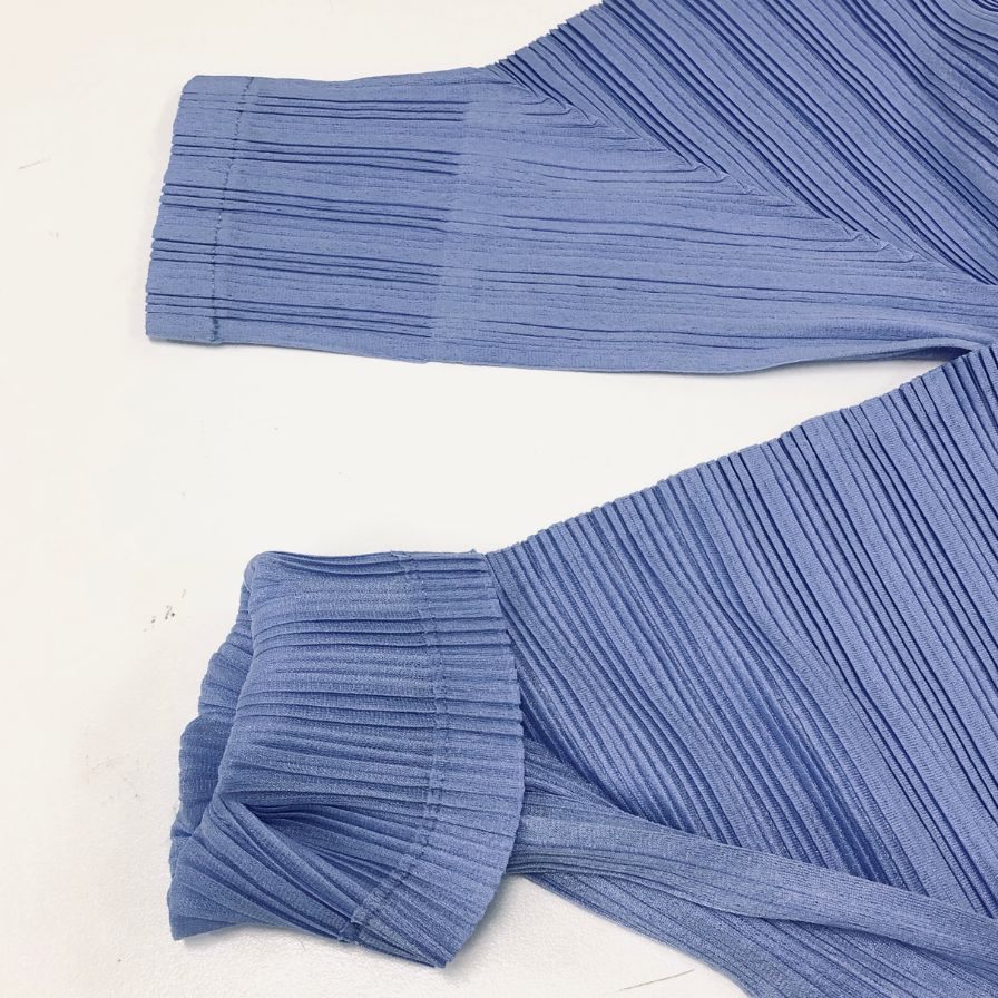 美品◆プリーツプリーズ イッセイミヤケ PP31FK332 リブ プリーツ ブルー系 サイズ3 PLEATS PLEASE 【AFB2】