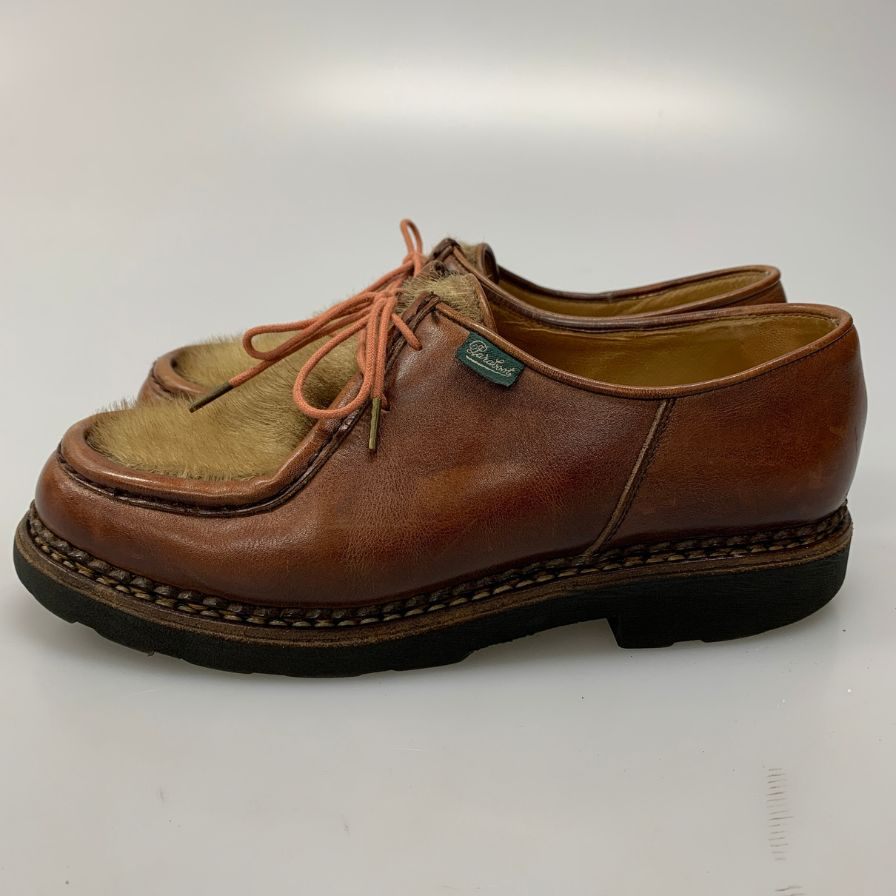 パラブーツ チロリアンシューズ ミカエル ファー コンビ マロン サイズ40 Paraboot ビジネスシューズ 約25.5cm【LA】【中古】