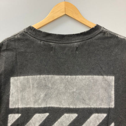 美品◆オフホワイト 半袖Tシャツ ダメージ加工 グレー系 メンズ サイズM OFF WHITE 【AFB3】