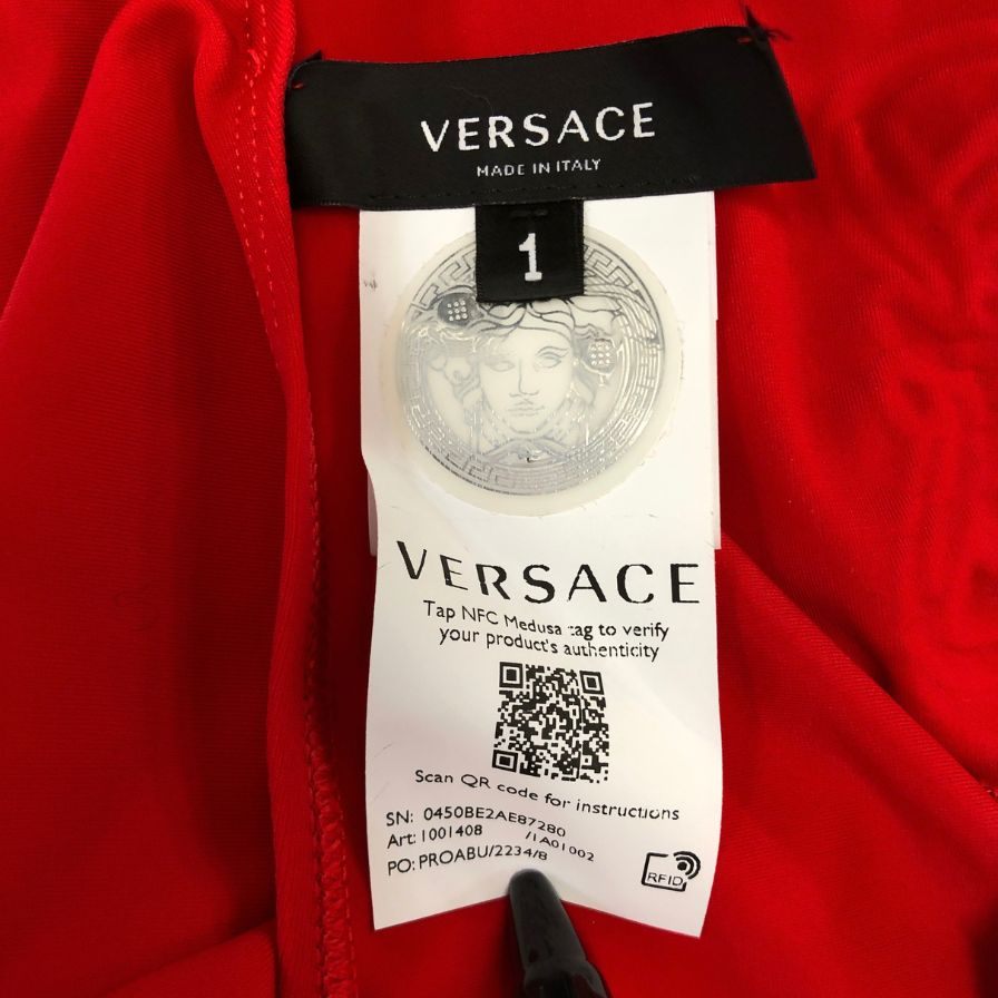 ヴェルサーチ スイムウェア ハイレグ レッド メデューサ レディース サイズ1 VERSACE【AFI16】【中古】