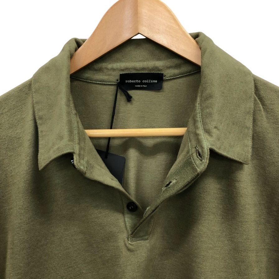美品◆ロベルトコリーナ ポロシャツ オリーブ コットン サイズ50 メンズ roberto collina 【AFB9】