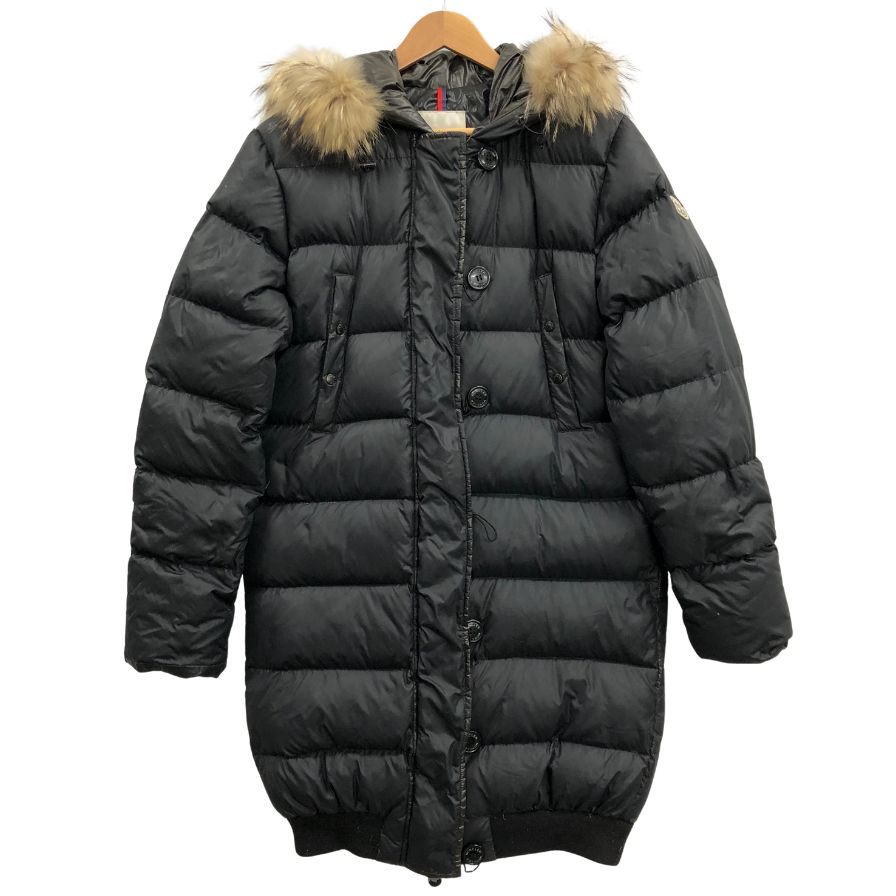 中古■モンクレール ダウンコート LUCIE ラクーンファー ブラック レディース サイズ2 MONCLER 【AFA13】