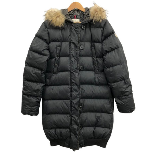 中古■モンクレール ダウンコート LUCIE ラクーンファー ブラック レディース サイズ2 MONCLER 【AFA13】