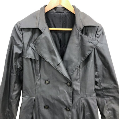 中古◆アナイ トレンチコート ポリエステル ロング丈 光沢 玉虫 チャコール グレー レディース サイズ38 ANAYI 【AFA3】
