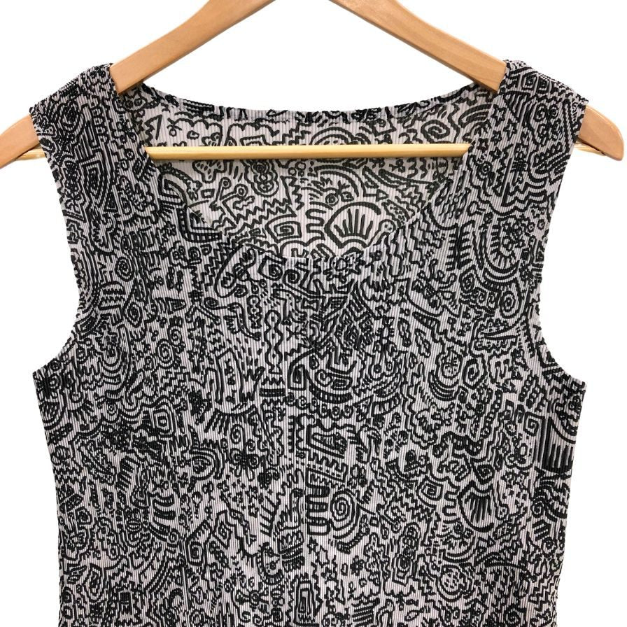 極美品◆プリーツプリーツ イッセイミヤケ ノースリーブワンピース 総柄 サイズ3 レディース PP91-FK342 PLEATS PLEASE ISSEY MIYAKE 【AFB39】