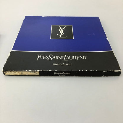 イヴ サンローラン ハンカチ2枚セット総柄 日本製 コットン100% ブラウン＆ブルー Yves Saint Laurent【AFI21】【中古】