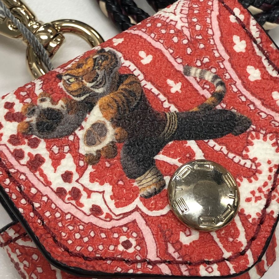 エトロ エアポッズケース カンフーパンダ AirPodsケース レッド系 レザー ETRO【AFI17】【中古】