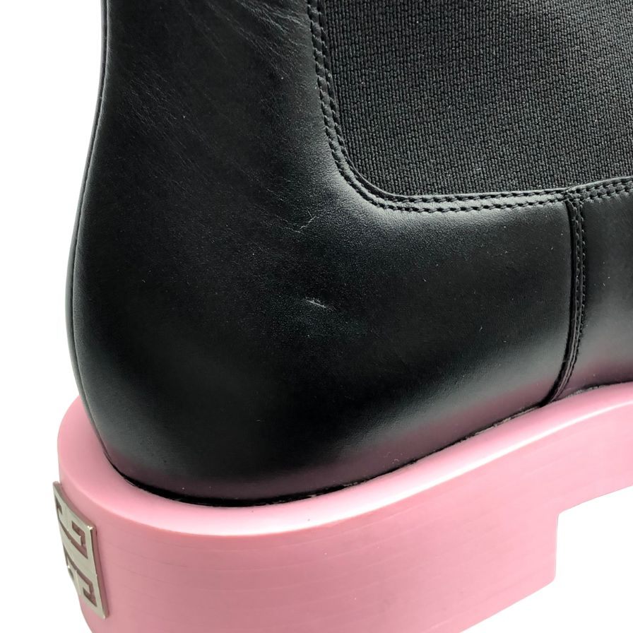 ジバンシー ショートブーツ サイドゴア レザー ブラック×ピンク レディース サイズ37 GIVENCHY 約23.5cm【AFC45】